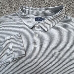 Tasc Polo Shirt Mens 2XL XXL Coastal Collection Gray Stripe Bamboo Blend Stretch